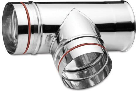Inox Shell Ταφ Σύνδεσης Καπνοδόχου Inox 120mm Ασημί