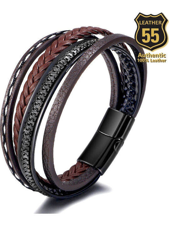 Leather 55 Ανδρικό Βραχιόλι Δερμάτινο