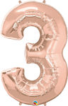 Balloon Foil Number 3 Rose Gold Pink Gold