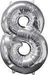 Balloon Foil Jumbo Number 8 Silver 66cm