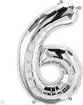 Balloon Foil Jumbo Number 6 Silver 86cm