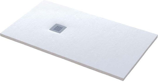 Sanitec Rectangular Shower Artificial Stone 80x90cm White