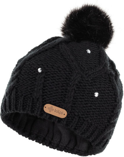 Pom Pom Beanie Γυναικείος Fleece Σκούφος Πλεκτός σε Μαύρο χρώμα