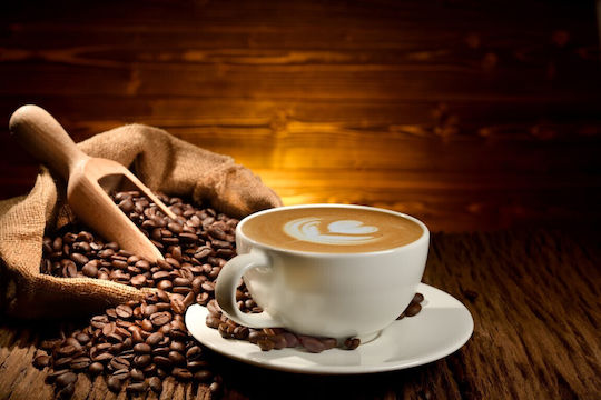 Composition62 Cup Coffee Beans3 Κάδρο σε Καμβά 105x70cm