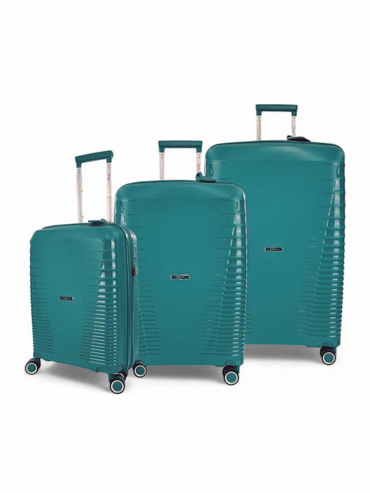 Rain Travel Suitcases Hard Petrol with 4 Wheels Set of 3 Pieces