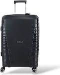 Rain Medium Travel Suitcase Hard Black with 4 Wheels Height 65cm.