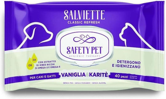 Salviette 40 Dog And Cat Wipes For Ear Cleansing With Vanilla Scent Alcohol Free