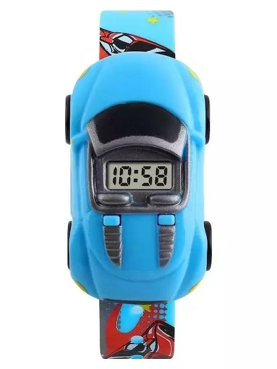 Skmei Παιδικό Ψηφιακό Ρολόι Racing Cars Light Blue