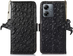 Wallet Δερμάτινο Μαύρο (Moto G14)