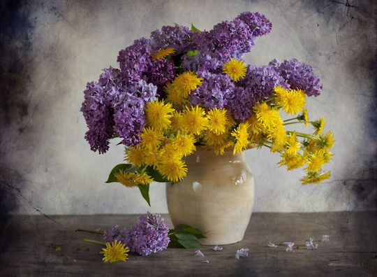 Self-Adhesive Wall Wallpaper Bouquet Lilacs Dandelions 200x150cm Washable