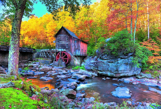Αυτοκόλλητη Ταπετσαρία Τοίχου Autumn In Forest A Mill 200x150cm Πλενόμενη