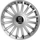 Versaco Car Hubcap Set Crystal with Peugeot Emblem 14" 4pcs Silver