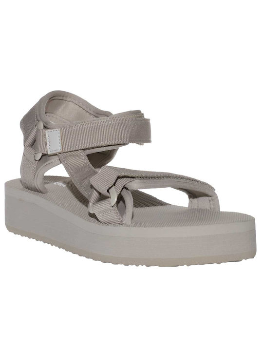 Malena Women's Flat Sandals Sporty Flatforms in Gray Color