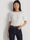 Women's Blouse Cotton with 3/4 Sleeve & Boat Neckline White