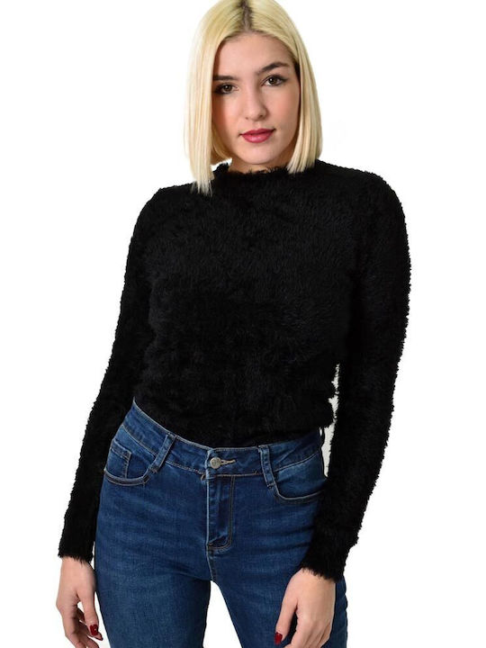 Potre Damen Langarm Pullover Baumwolle Black