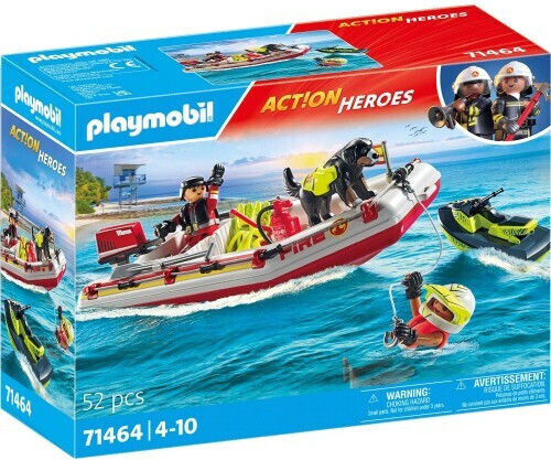Playmobil Action Heroes Inflatable Firefighting Boat With Sea Scooter for 4-10 years old
