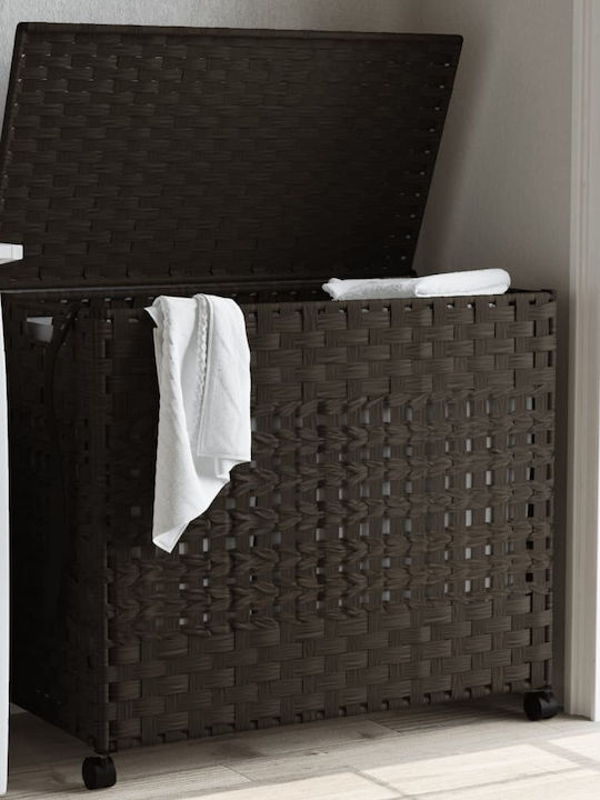 vidaXL Laundry Basket Fabric Folding with Cap 66x35x60cm Brown