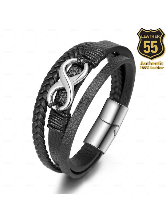 Leather 55 Ανδρικό Βραχιόλι Δερμάτινο