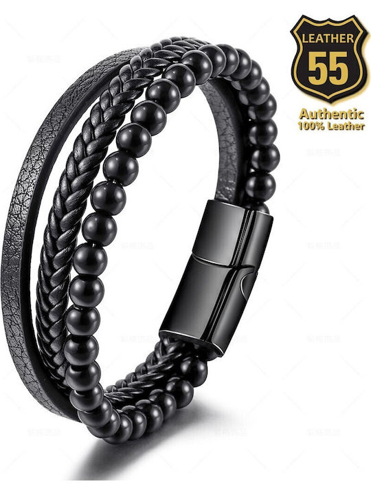 Leather 55 Ανδρικό Βραχιόλι από Δέρμα