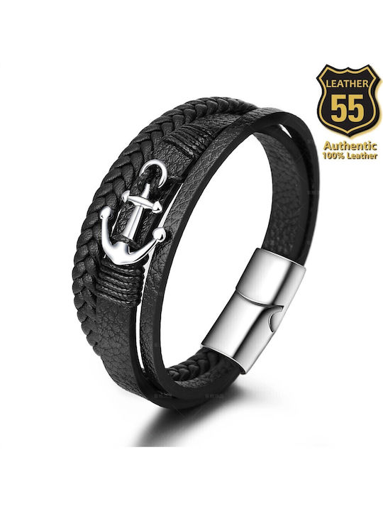 Leather 55 Ανδρικό Βραχιόλι από Δέρμα
