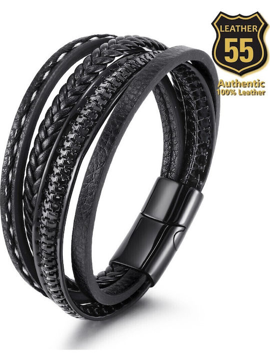 Leather 55 Ανδρικό Βραχιόλι από Δέρμα