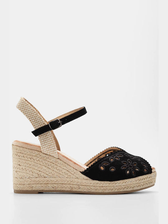 Luigi Platforme dama în stil espadrile Negre