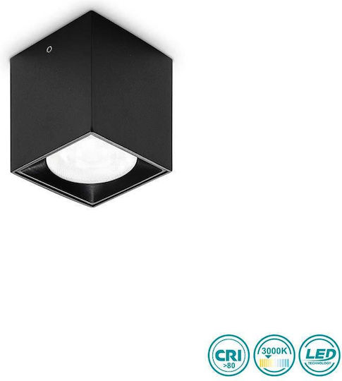 Ideal Lux Pl Square Single LED Warm White Spot in Black Color