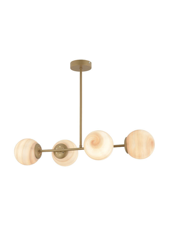 ArteLibre Pendant Chandelier for 4 Bulbs E27 Gold