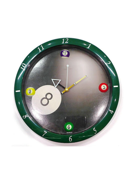 8 Wall Clock Plastic Black