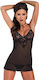 Irall Amira Sexy Set with Nightgown and Robe with Lace Black