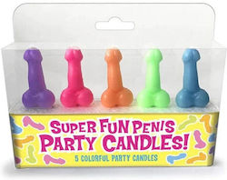 Σετ Με 5 Πολύχρωμα Κεριά Σε Σχήμα Πέους Super Fun Penis Αστείο Sexy Δώρο ES30784