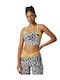 Damen Sport Crop Top mit Trägern Schwarz