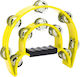 Crimson Yellow Plastic Hand Tambourine with Double Row Jingles