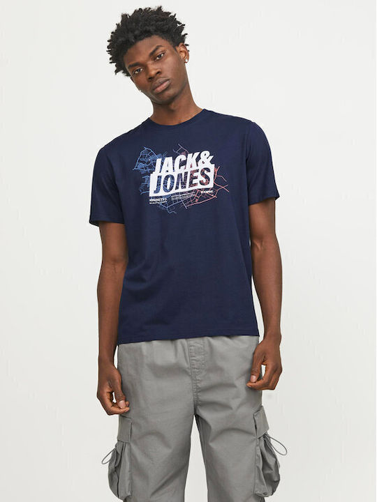 Jack & Jones Ανδρική Μπλούζα Κοντομάνικη Σκούρο Μπλε
