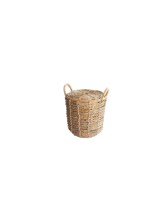 Декоративна кошница Плетеница с капак и дръжки Естествено 30x30x37бр Plastona