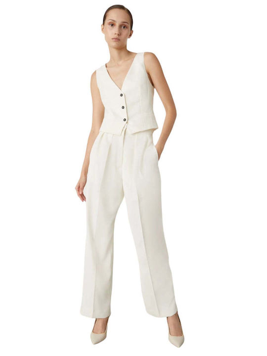 Marella Women's High-waisted Fabric Trousers White
