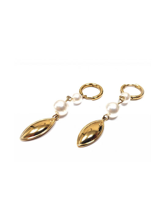 Karma Fashion Earrings made of Steel Gold Plated with Pearls