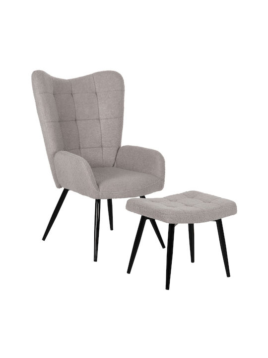 Crawley Πολυθρόνα με Υποπόδιο Γκρι 70x74x105cm