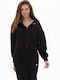 Women's Sweatshirt Jacket Hooded Black