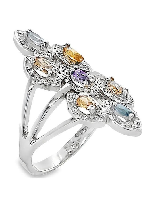 Xryseio Damen Ring mit Zirkonia aus Weißgold 14K