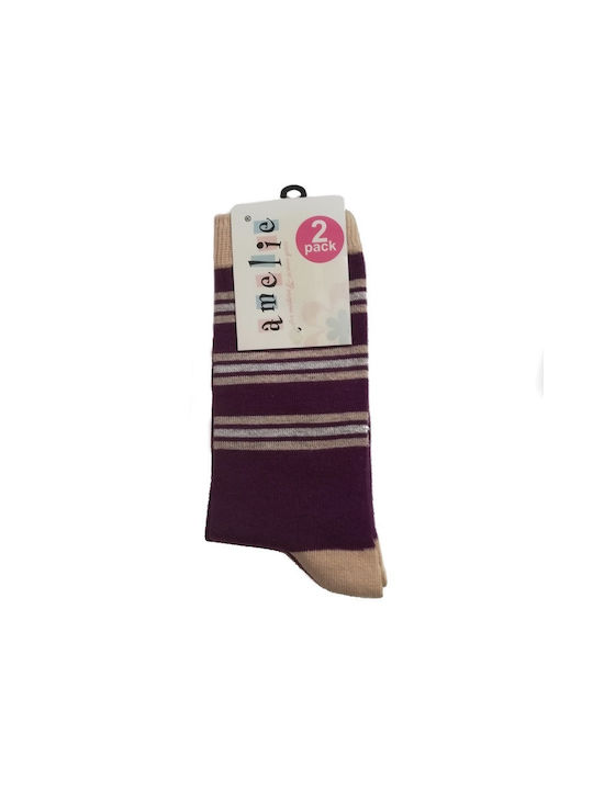 Amelie Women's Socks Burgundy 2Pack