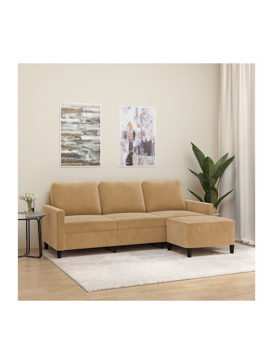 Three-Seater Velvet Couch Brown 198x77x80 cm