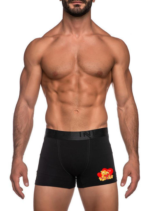 Inizio Men's Boxer Black with Patterns