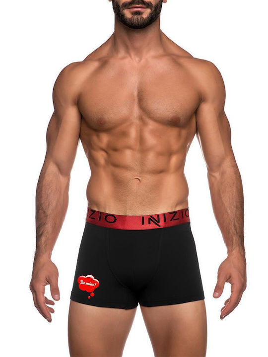Inizio Men's Boxer Black with Patterns