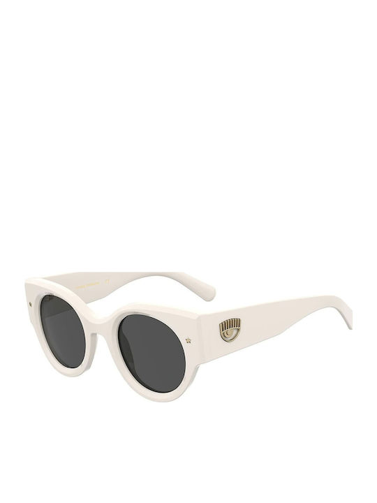 Chiara Ferragni Women's Sunglasses with White Plastic Frame and Gray Lens CF 7024/S VK6/IR