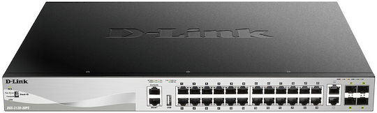 D-Link DGS-3130-30PS/E Gestionat L3 PoE+ Switch cu 24 Porturi Gigabit (1Gbps) Ethernet și 4 Porturi SFP