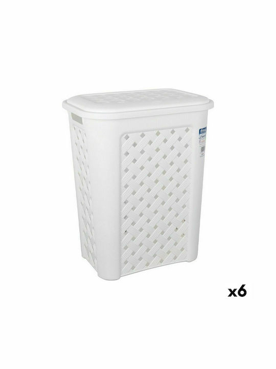 Tontarelli Arianna Wäschekorb aus Kunststoff mit Deckel 37.5x27.5x47cm Weiß