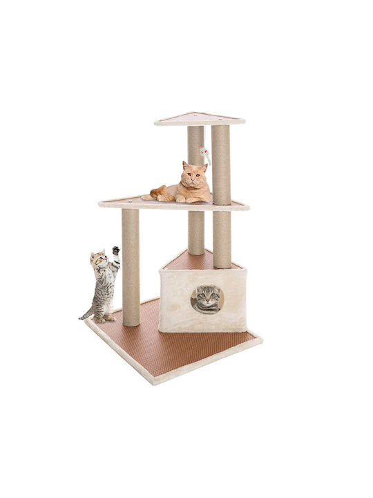 Bakaji Cat Scratching Post Poles Beige 60x60x104cm.