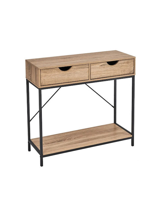 Console Table Wood & Metal Black L80xW30xH75cm