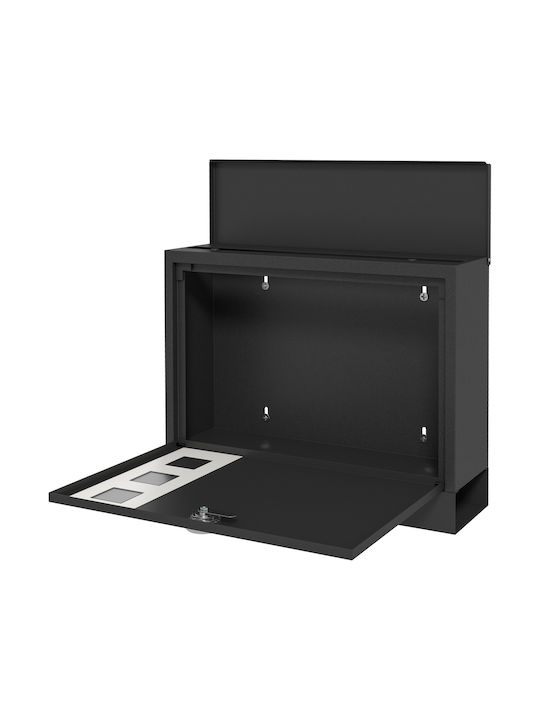 HomCom Γραμματοκιβώτιο Εξωτερικού Χώρου Μεταλλικό σε Μαύρο Χρώμα 36.5x11.5x29cm